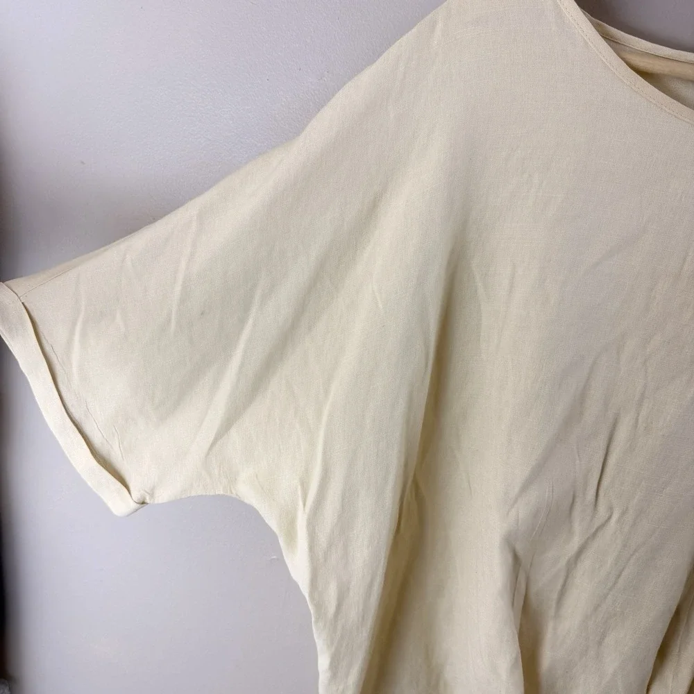 Umgee Womens Medium Cream Boho Oversized Tunic Blouse Dolman Sleeve - Picture 2 of 9
